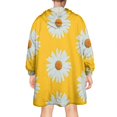 thumbnail image 2 of Yellow Daisy Flower White Blooms Pattern Wearable Oversized Blanket,Wearable Blanket Hoodie for Adults,Cozy Hooded Blankets with Super Pockets,Super Warm Fuzzy Pullover for Women & Men, 2 of 6