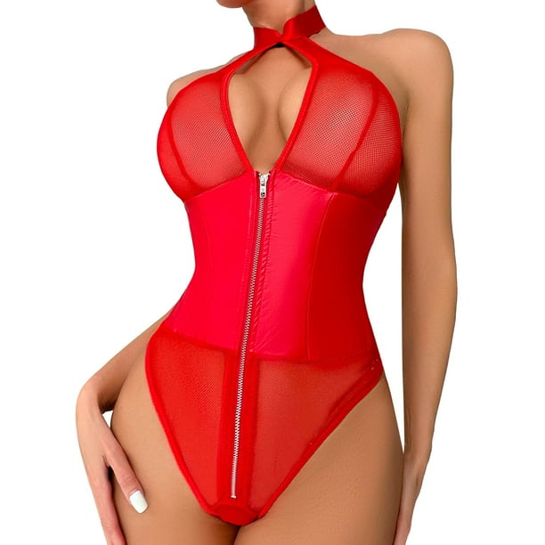 Gibobby Conjunto Lencería Tanga Y Bralette Conjunto de ropa interior de encaje para mujer, conjunto de ropa interior y ropa interior de encaje con correa(Rojo, CH)