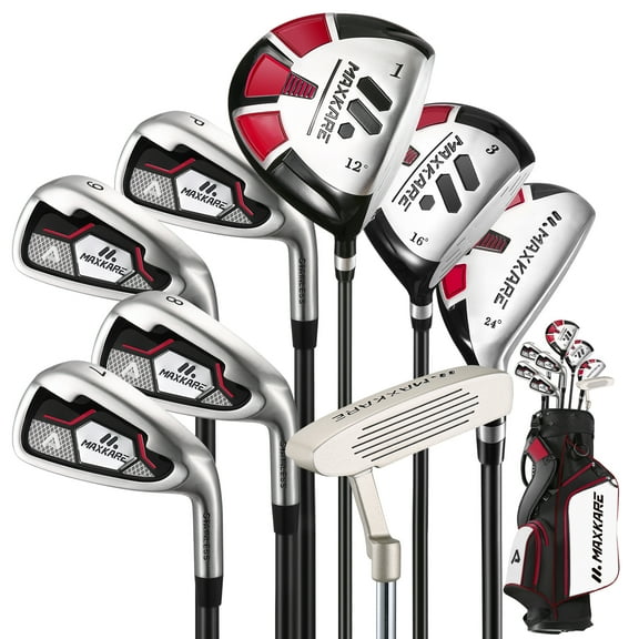 MaxKare Complete Golf Clubs Package 8 Club Set for Woman, Right Handed, Putter, Stand Bag, Red