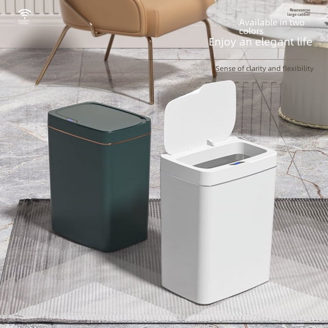 Bote de basura de inducción automático para el hogar, dormitorio, sala de estar, cocina, inducción con tapa, bote de basura inteligente de gran capacidad