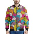 thumbnail image 3 of Chaqueta con cremallera con estampado de olas del océano vintage para hombre, chaqueta holgada informal de manga larga con estampado 3D de autobús de la paz y plumas, abrigo de calle, 3 of 5