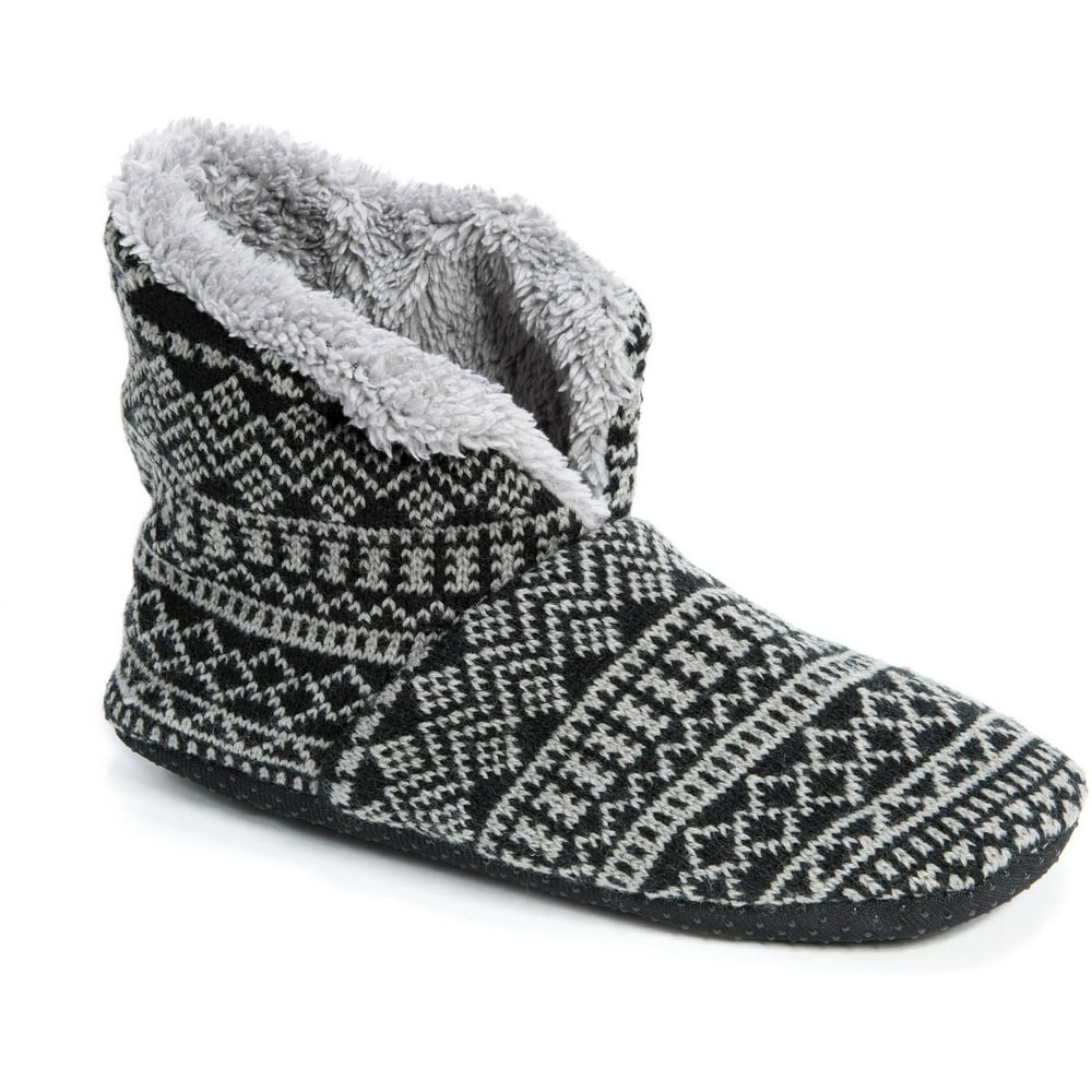 muk luks men's nordic knit bootie slipper socks