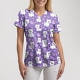 thumbnail image 4 of HCNTES Womens Animals Printed Nurse Uniforms Scrub Tops for Women, Short Sleeve V Neck Scrub Shirt with Pockets(Purple,XL), 4 of 8