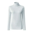 thumbnail image 6 of YEJIMAN White Womens Shirts, Polyester,Spandex Cute T Shirts, Women Casual Solid Long Sleeve Mock Turtleneck Blouse Tops Slim Fit Stretchy Layer Tee Shirts, 6 of 7
