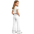 thumbnail image 3 of YaEYa Girls School Uniform Flare Pant Slim Fit Bell Bottom Trousers Fitted Stretch Flare Leg Pants High Waist Casual Slacks With Side Pocket Button Fly Trouser Preppy Clothes (White,11-12 Years), 3 of 6