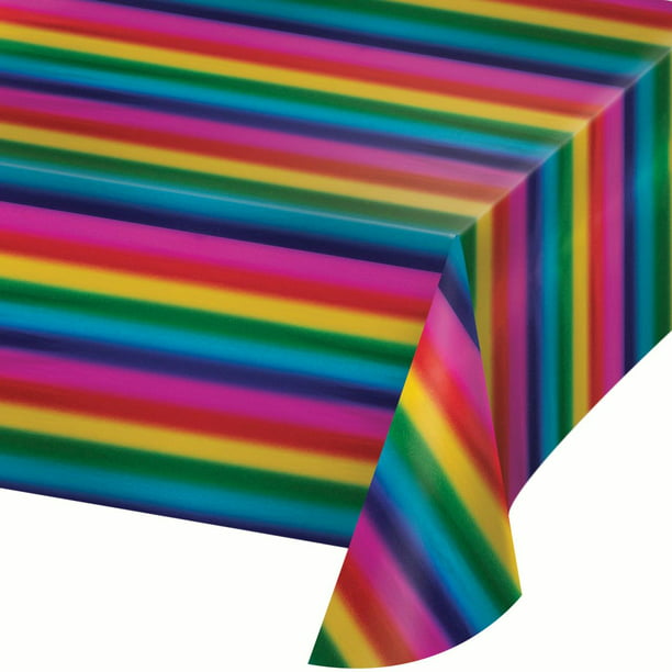 Way to Celebrate Rainbow Foil Plastic Tablecloth