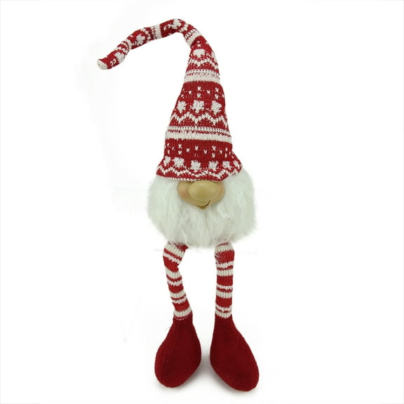 Northlight Smiling Gnome with Dangling Legs Christmas Figure - 29" - Red and White