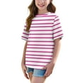 thumbnail image 4 of Maean Girls Short Sleeve Shirts Kids Summer Oversized Striped Tops Casual Crewneck Tshirts 5-15Years, 4 of 6