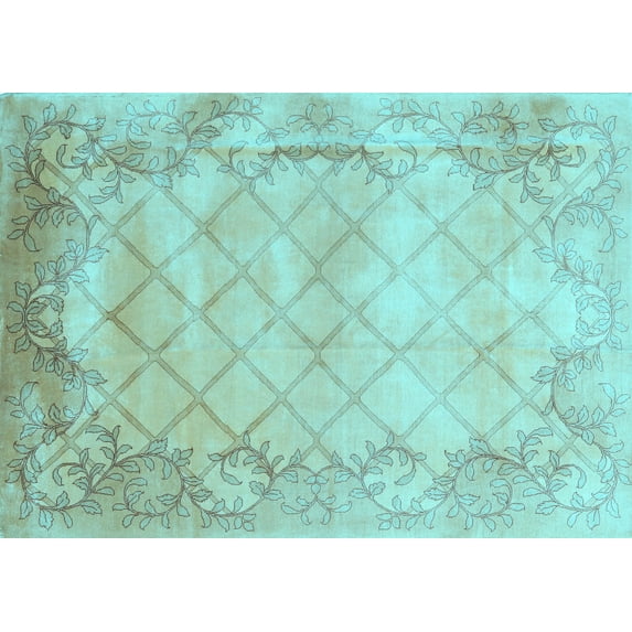 Ahgly Company Indoor Rectangle Abstract Light Blue Contemporary Area Rugs, 2' x 5'