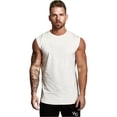 thumbnail image 1 of Camisas deportivas sin mangas de algodón para hombre, camisetas sin mangas para correr, camiseta musculosa sin mangas, color blanco, 1 of 5