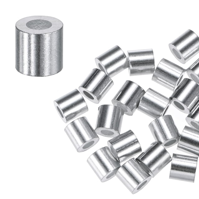 Uxcell 25-Pack Mangas de Crimpado de Aluminio, 2.5mm 3/32 Mangas de Cuerda de Alambre Redondas