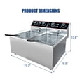 thumbnail image 4 of Home Commercial Deep Fryer with Basket, 6/8/11 L Stainless Steel Electric Countertop Fryer with Double Tanks and Temperature Control for Restaurant and Home Use, 4 of 8