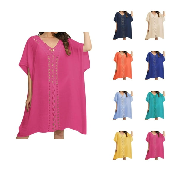 Womens Swim Cover Up Plus Size Swimsuit Cover Up Trendy Women's Crochet Floral Beach Cover Up Dress for Swimsuit Style and Comfort for Summer