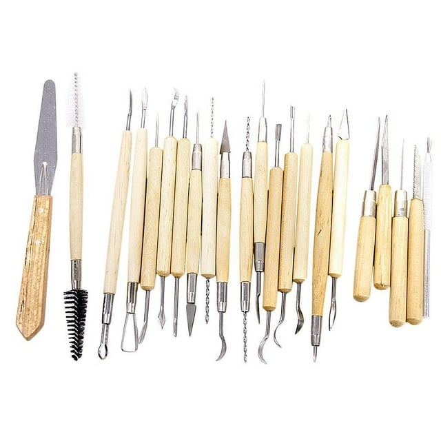 KLKCMS 1 Set Assorted Metal Clay Sculpting Tools Ceramic Foam Carving Tool Portable 22pcs