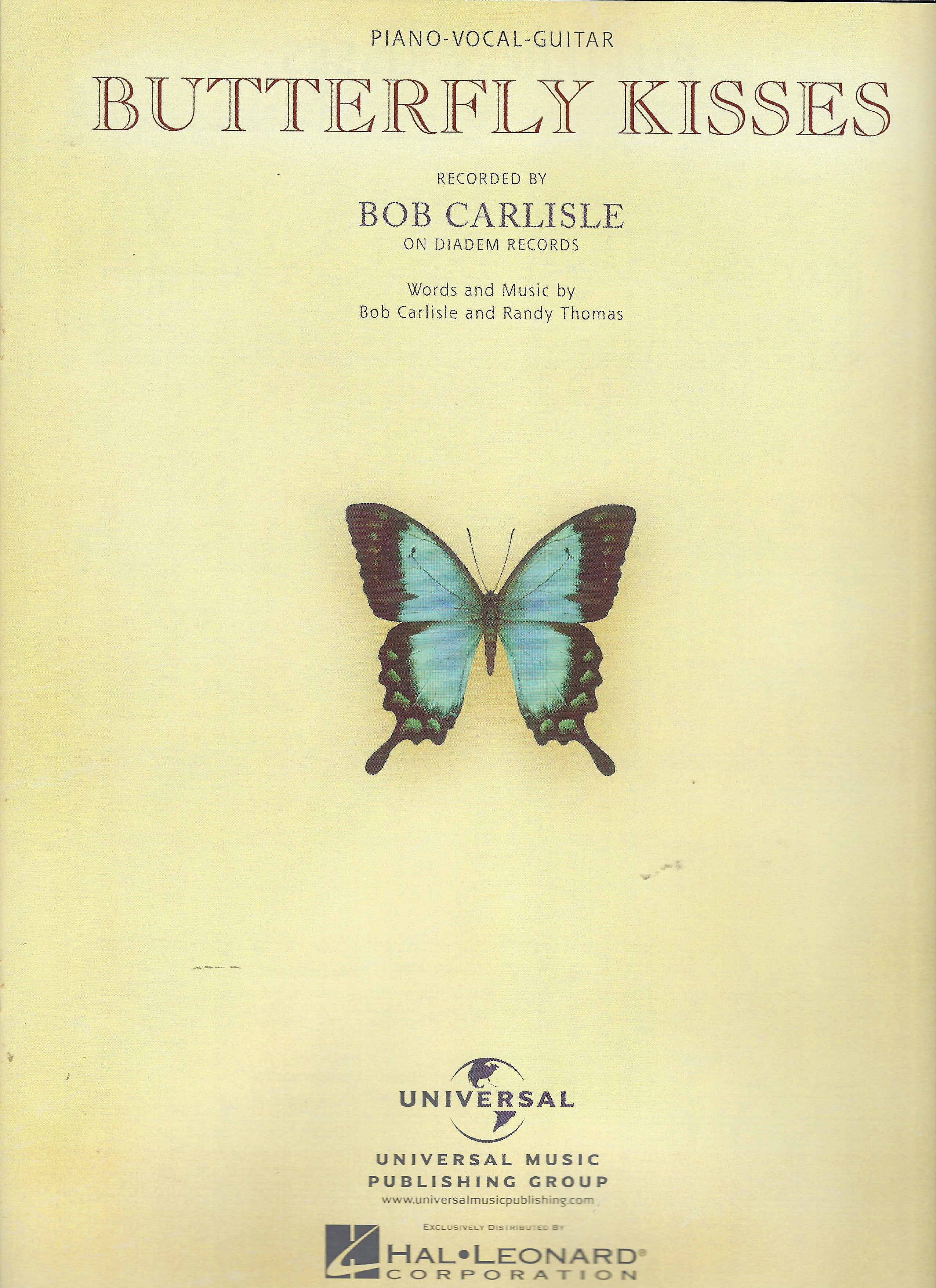 Bob Carlisle Butterfly Kisses Sheet Music