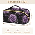 thumbnail image 4 of FORMRS Makeup Bag Travel Cosmetic Organizer for Women Fold Flat Zipper Pouch with Handle, Black Roses, 4 of 8