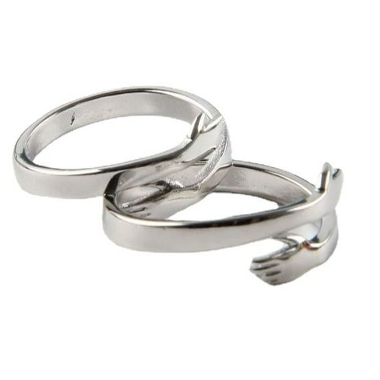 Brilliant Creative Love Hug Silver Ring Unisex Adjustable Open Ring Jewelry  