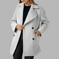 thumbnail image 2 of Women’s Fashion Striped Print Notch Lapel Wool Blend Coat With Full winter coats for women, 2 of 4