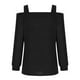 thumbnail image 4 of ICHUANYI Clearance Women's Cusal Round Neck Leaky Shoulder Long Sleeve Lightweight Sweatshirts Solid Color Hedging Tops(Black, M) ICHUANYI WER2023081201569, 4 of 5
