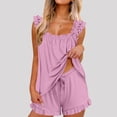 thumbnail image 2 of ShomPort Pajama for Women 2 Piece Ruffle Soft Tank Top and Shorts Summer Home Sleep Sets, 2 of 6