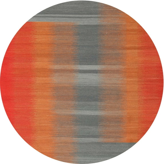 Ahgly Company Indoor Round Contemporary Dark Almond Brown Abstract Area Rugs, 5' Round