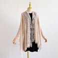 thumbnail image 5 of 1 Piece Hollow Lace Shawl for Women, Tassel-Trimmed Sun Protection Cover-Up with Open Front Design for Beach & Vacation Beige, 5 of 6