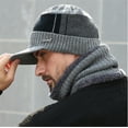 thumbnail image 5 of Winter Hats For Men Skullies Beanie Hat Winter Cap Men Women Wool Scarf Caps Set Bonnet Knitted Hat+Neckerchief Scarves, 5 of 10