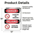 thumbnail image 2 of (2 Pack) Gasoline No Smoking Bilingual OSHA Danger Sign 12 Inch X 18 Inch Vinyl Label Decal Sticker Weather Resistant, UV Protected for Workplace, Business, and Construction Site, Made, 2 of 7