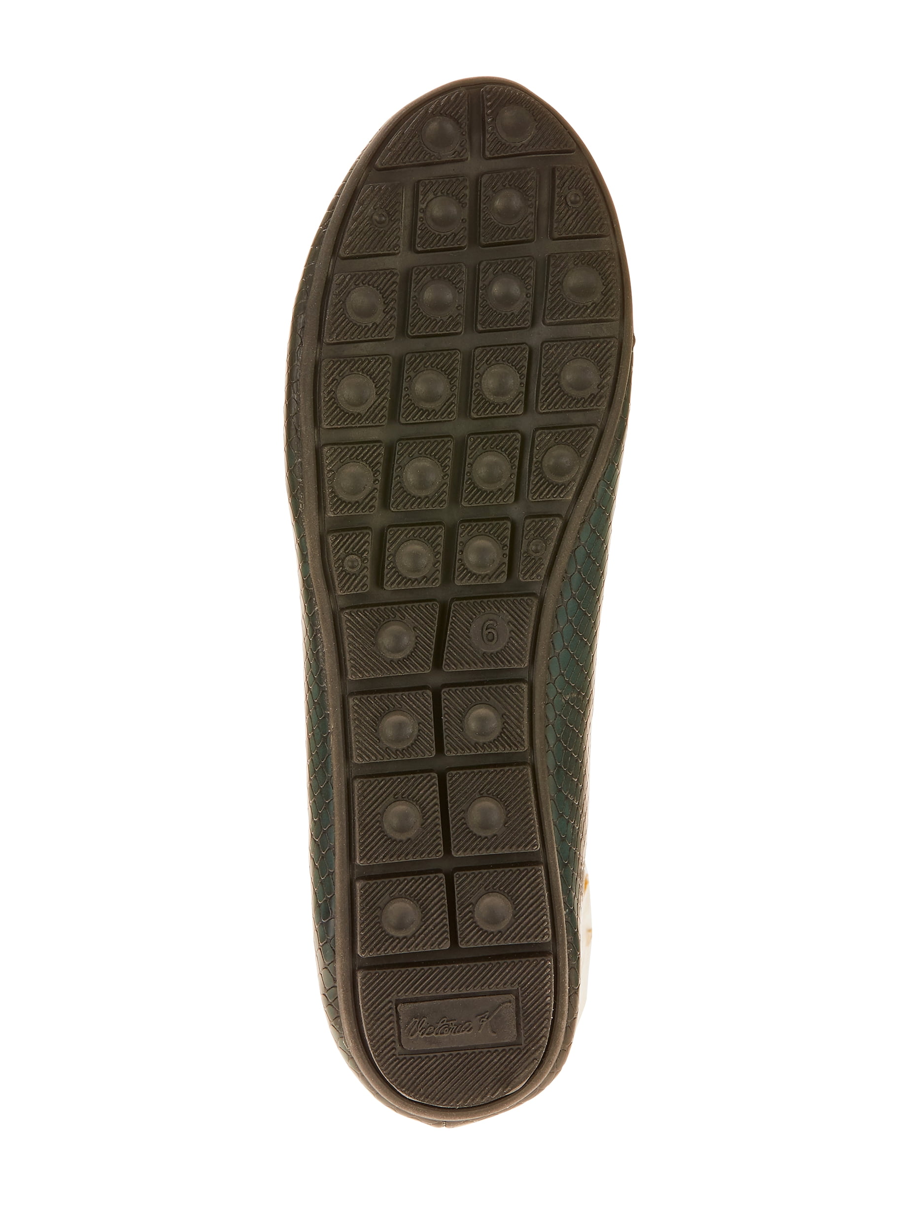 Victoria K Women's Croc Textured With Onyx Bow Ballet Flats