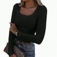 thumbnail image 2 of Towmus Womens Long Sleeve Scoop Neck Ribbed Knit Fitted Casual Tops Tee Slim Basic Shirts, 2 of 5