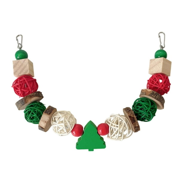 Juguete para Loros Juguete Masticable de Madera Columpio para Pájaros Accesorio Colgante para Jaula Resistente Al Desgaste Adecuado para Aves Pequeñas