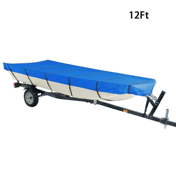 12Ft Boat Cover 600D Heavy Duty Waterproof Trailerable Fit for Jon Boat Beam Width up to 56 Inch