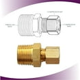 thumbnail image 6 of Ice Maker Water Line Brass Tube Fitting, 3/8” NPT Male x 1/4” Compression – (5 Pack), 6 of 6