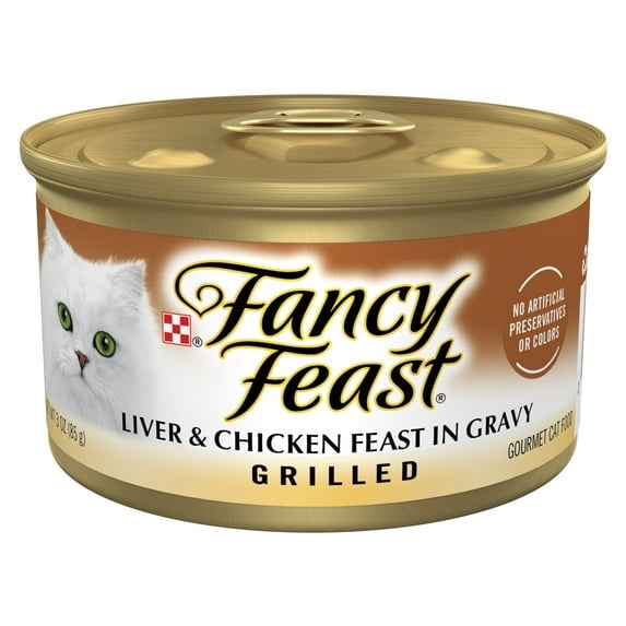 Purina Fancy Feast Grilled Kitten Food Wet Cat Food Liver & Chicken Feast in Gravy 3 oz Can (Pack of 9)