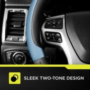 Auto Drive Faux Leather Steering Wheel Cover, Multiple Colors, Blue Black