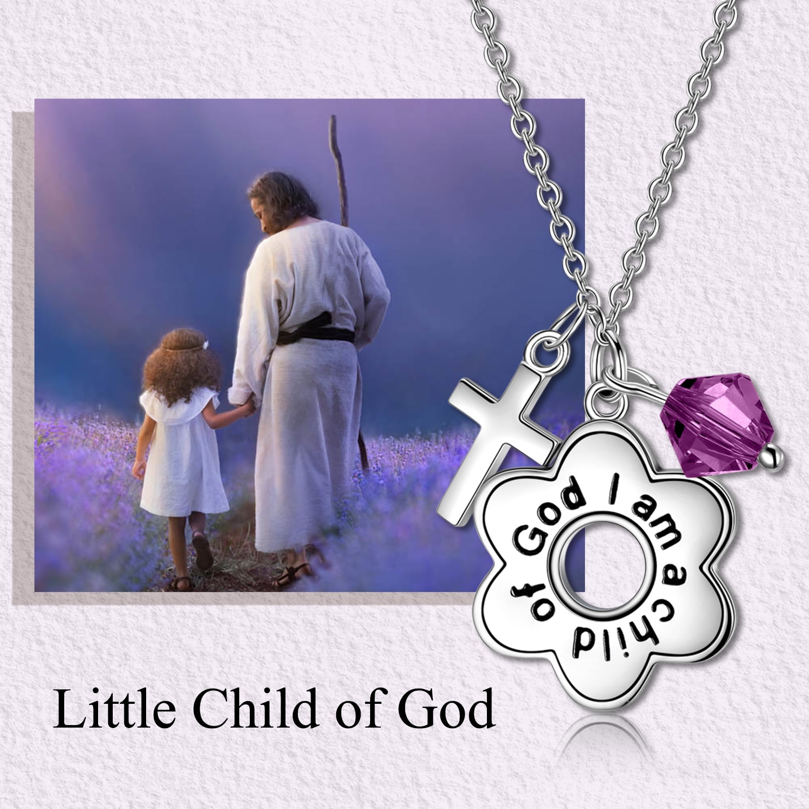 SOULMEET Daisy Necklace 925 Sterling Silver I Am a Daughter of God Jewelry for Women Baptism Communion Gifts for Birthday Gift