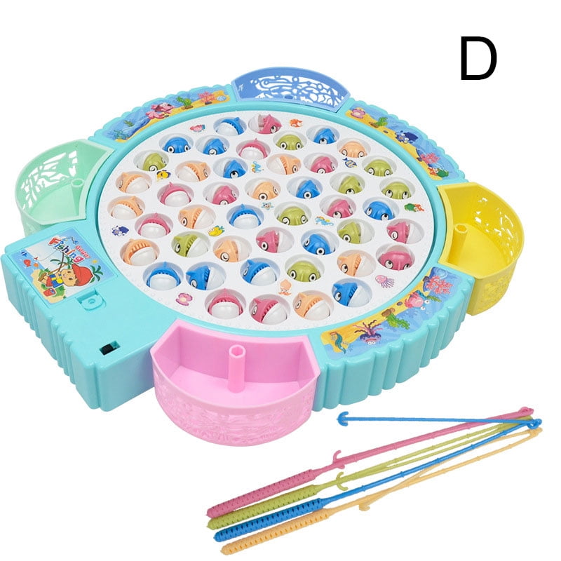 Kids Fishing Game Toy Electric Music Rotating Catch Magnetic Fish Toys Set Gift 