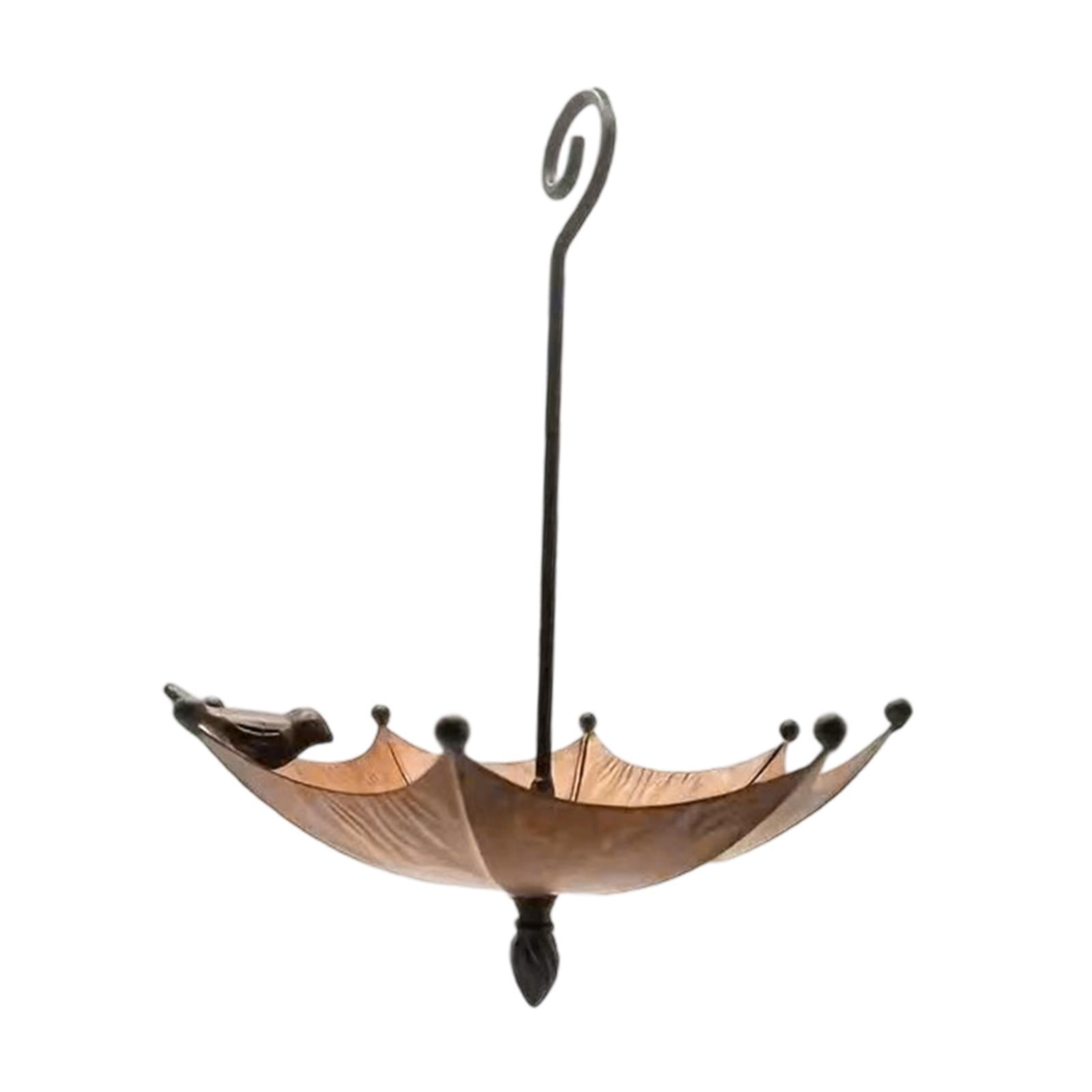 Bothyi Umbrella Shaped Bird Feeder Hanging Iron Decor for Outdoor Courtyard Outside
