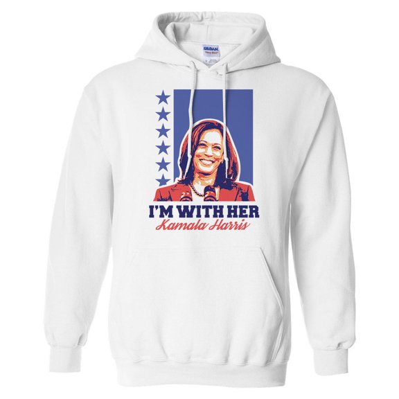 I'm With Her Kamala Hoodie Sweatshirt Unisex Large White