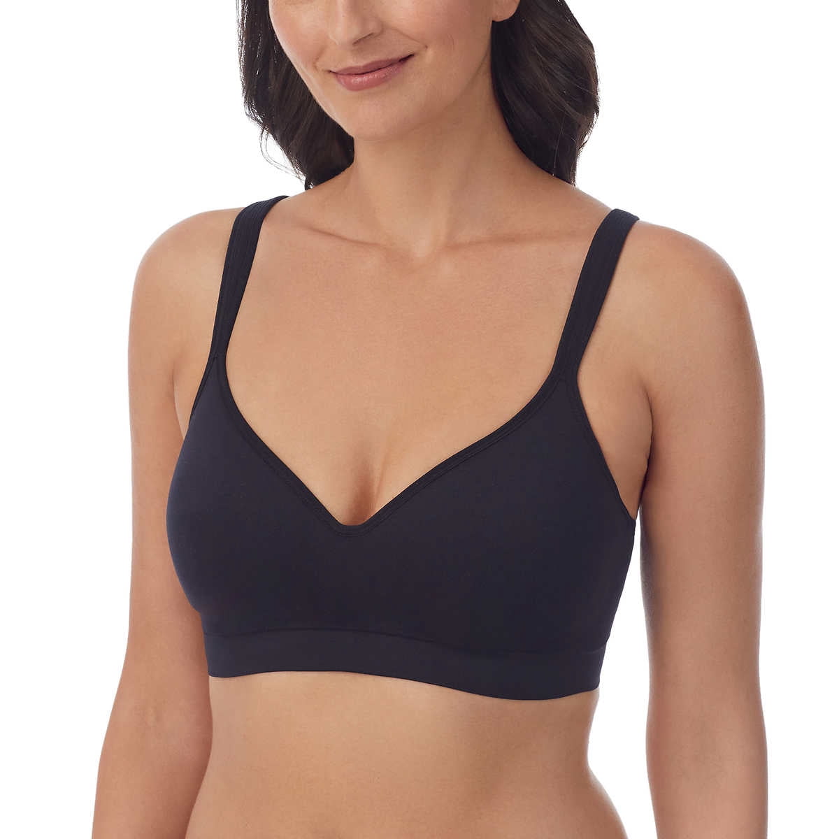 Carole Hochman Women's Wirefree Sealmless Comfort Bra, 2-Pack, Black/Taupe, Medium