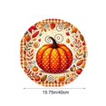 thumbnail image 3 of Pumpkin Maple Leaf Placemats, Vintage Fall Harvest Round Heat Insulated Placemats for Thanksgiving Party Catering Decorations, 3 of 6