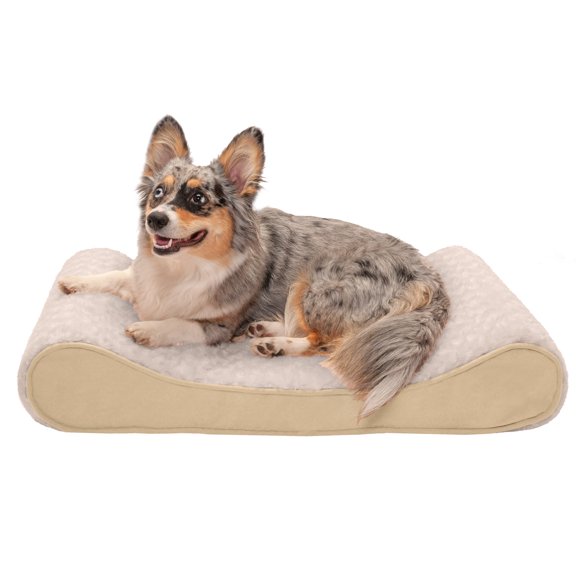 FurHaven Pet Dog Bed | Cooling Gel Memory Foam Orthopedic Ultra Plush Luxe Lounger Pet Bed for Dogs & Cats, Cream, Medium