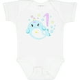 thumbnail image 3 of Inktastic Happy 1st Birthday with Cute Narwhal Stars and Bubbles Boys or Girls Baby Bodysuit, 3 of 5