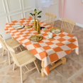 thumbnail image 3 of Orange and White Wavy Checkerboard Pattern Rectangle Tablecloth 60"x102",Waterproof Polyester Rectangle Table Cloth, Wipeable Spillproof Polyester Tablecloth for Dining, Camping, Indoor and Outdoor, 3 of 6