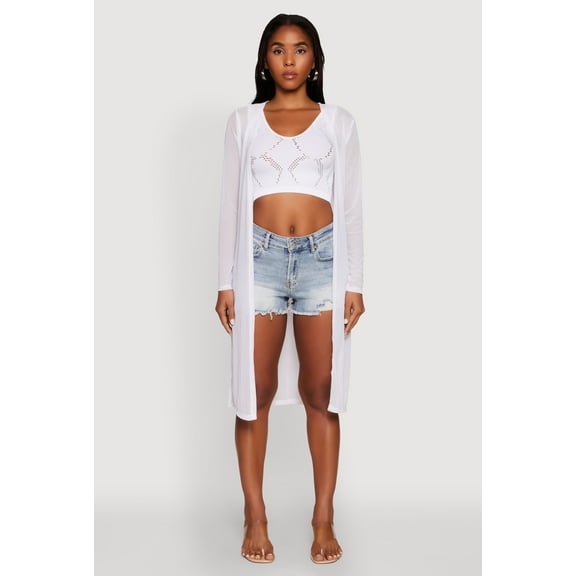 Womens Mesh Side Slit Duster