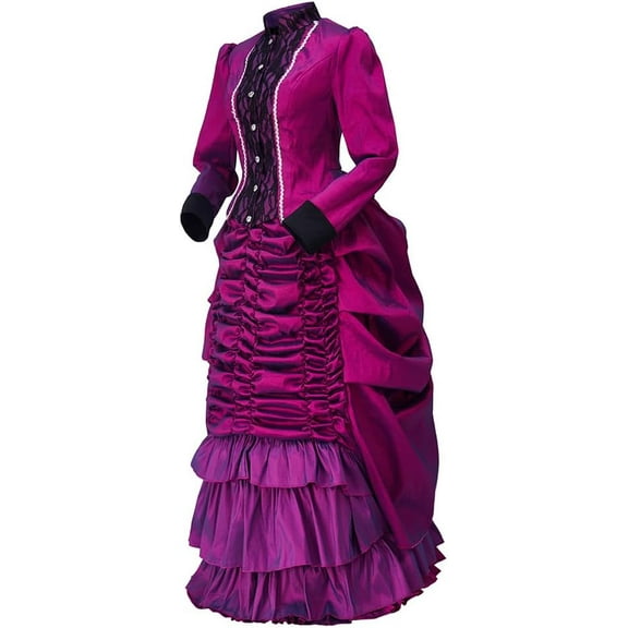 Women's Victotian Bustle Dress Gown Back to the Future Clara Clayton Purple Dress