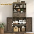 thumbnail image 4 of Storage Cabinet with Doors & 2 Drawers, Kitchen Cabinet with Adjustable Shelf, Farmhouse Storage Cabinets for Living Room, Entryway, Home Office, 4 of 13