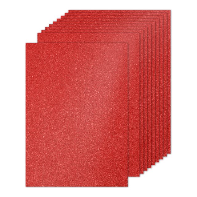 Uxcell Papier Cartonné Pailleté, Papier Scintillant 250 G/m2 Lot de 10 Format A4 Rouge Vif