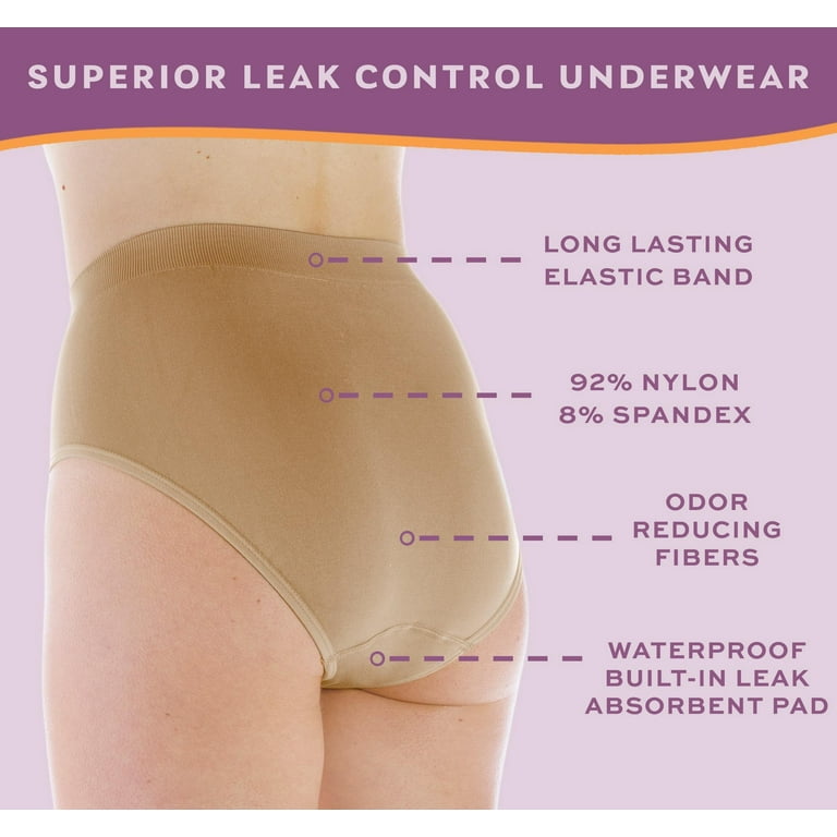 Wearever Reusable Women's Cotton Comfort Incontinence Panty Medium Beige