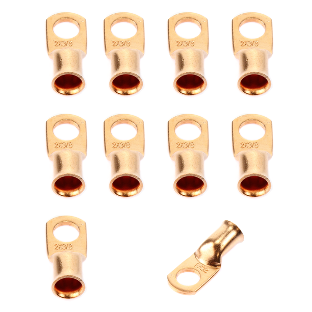 Wire Ring Terminal Copper 2 AWG Gauge Connectors Car Audio Terminals